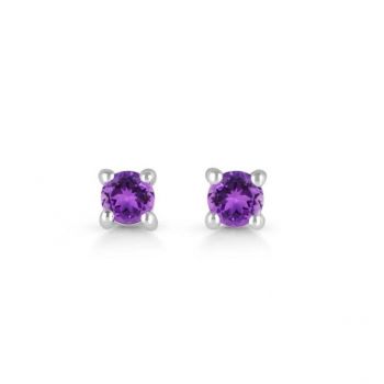 Cercei stud ametist argint 3 mm Round ieftini