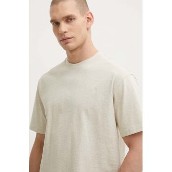 Puma tricou din bumbac MMQ bărbați, culoarea bej, uni 624009