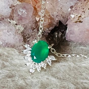 Colier onix verde, topaz alb Nature