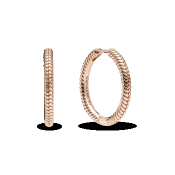 Cercei rotunzi cu talismane Pandora Moments placați cu aur roz de 14k
