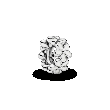 Distanţier bijuterii cu margarete din argint 925 cu email alb, Pandora
