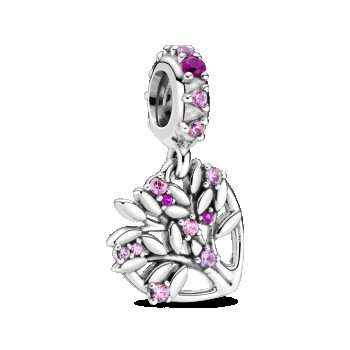 Talisman de tip pandantiv în formă de inimioară roz cu arbore genealogic, Pandora