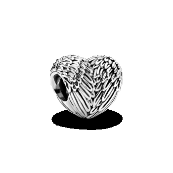 Talisman Inimă din argint 925, cu detalii Aripi de înger, Pandora