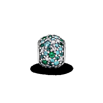 Talisman pavé din argint 925 cu zirconiu cubic în diferite nuanţe de verde şi cristal verde, Pandora