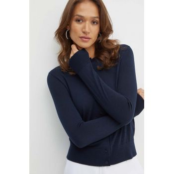 BOSS cardigan din lana culoarea albastru marin, light