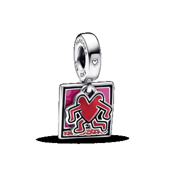Talisman de tip pandantiv dublu cu inimă aflată în mers Keith Haring™ x Pandora ieftin