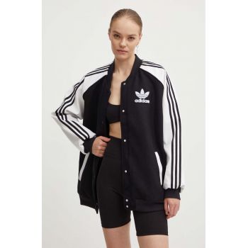 adidas Originals geaca bomber SST Oversize VRCT femei, culoarea negru, de tranzitie, oversize, IR5519