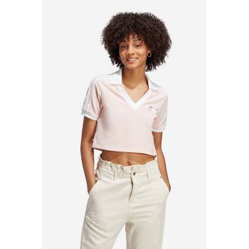 adidas tricou polo Crop femei, culoarea roz IP3757-pink