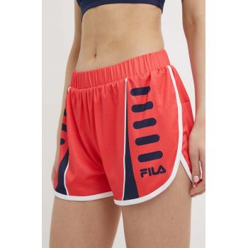 Fila pantaloni scurți de alergare Ruffec culoarea portocaliu, modelator, medium waist, FAW0718