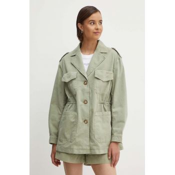 Pepe Jeans geacă din denim ANNIE femei, culoarea verde, de tranziție, PL402425