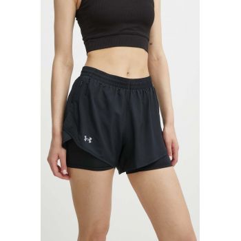 Under Armour pantaloni scurți de alergare Fly By culoarea negru, neted, high waist