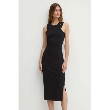 Boss Orange rochie culoarea negru, midi, mulata, 50515315