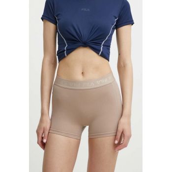 Fila pantaloni scurți de alergare Rianxo culoarea maro, neted, medium waist, FAW0724 ieftini