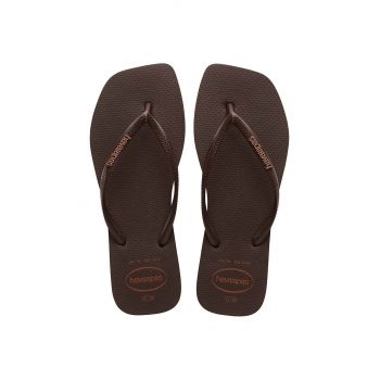 Havaianas slapi SQUARE LOGO POP UP femei, culoarea maro, cu toc plat, 4148959.0727