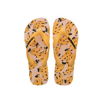 Havaianas slapi TOP FARM BANANINHA CAJA femei, culoarea galben, cu toc plat, 4149559.5559