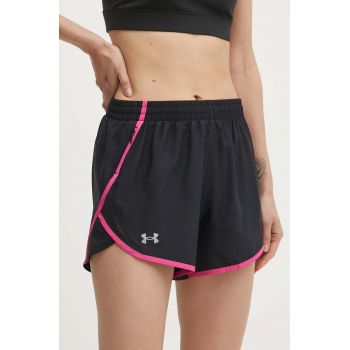 Under Armour pantaloni scurți de alergare Fly By culoarea negru, neted, high waist