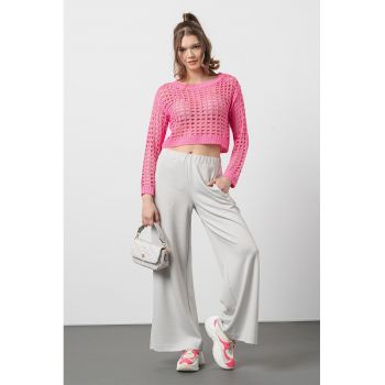 Pulover crop cu perforatii Ibiza