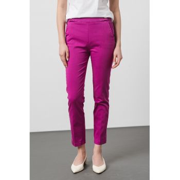 Pantaloni crop din amestec de bumbac