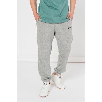 Pantaloni de trening cu model uni si detaliu logo