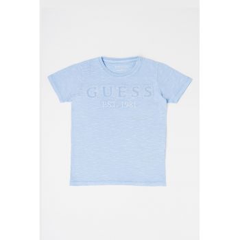 GUESS - Tricou cu decolteu la baza gatului si logo