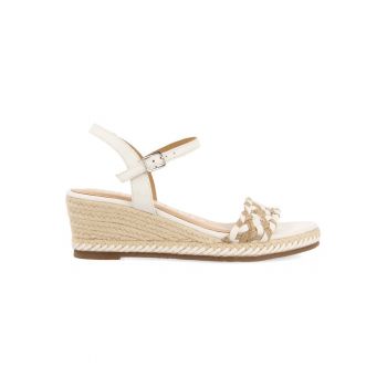 Espadrile wedge cu detalii de piele