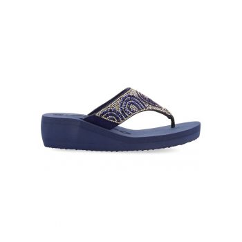 Papuci flip-flop wedge cu strasuri Cudjoe