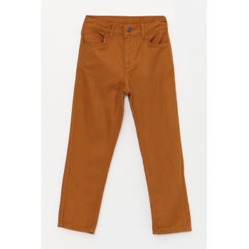 Pantaloni slim fit din amestec de in