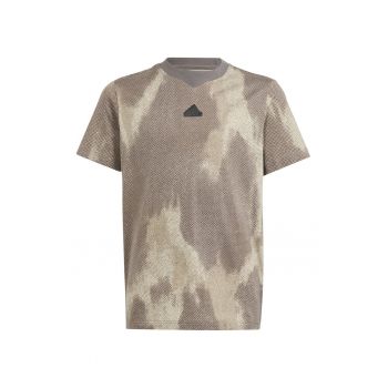 Tricou cu decolteu la baza gatului si model tie-dye