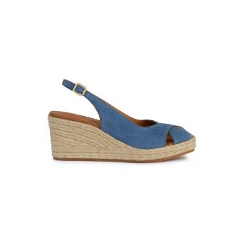 Sandale-espadrile din piele intoarsa cu talpa wedge