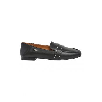 Pantofi loafer de piele cu aplicatii metalice