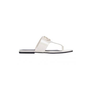 Papuci flip-flop de piele ecologica lacuita