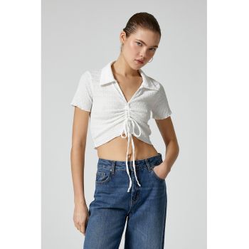 Tricou polo crop