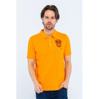 Tricou polo din material pique cu imprimeu grafic