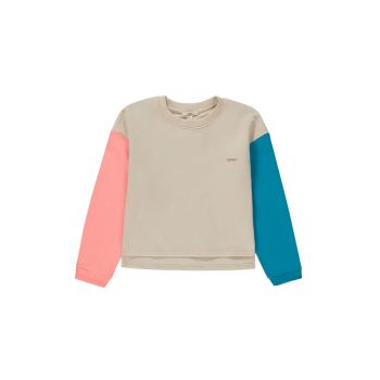 Bluza de trening cu decolteu la baza gatului si model colorblock