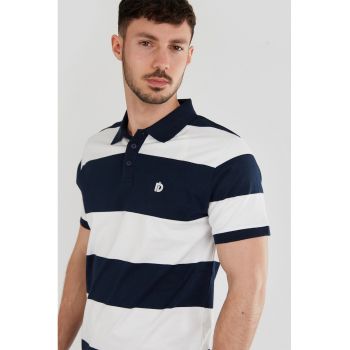 Tricou polo regular fit cu model in dungi