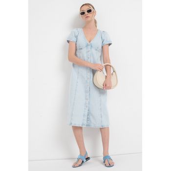 Rochie midi din denim cu decolteu in V