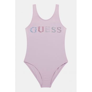 Guess - Costum de baie intreg cu aplicatii logo cu strasuri