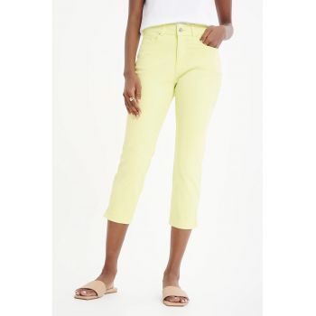 Pantaloni crop cu talie inalta