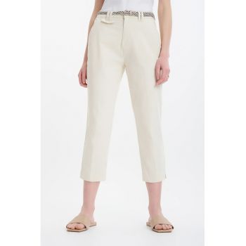 Pantaloni crop cu talie inalta