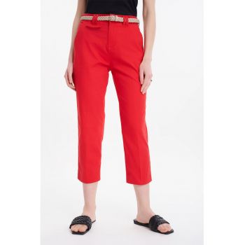 Pantaloni crop cu talie inalta