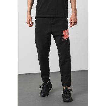 Pantaloni de trening din amestec de bumbac cu imprimeu logo