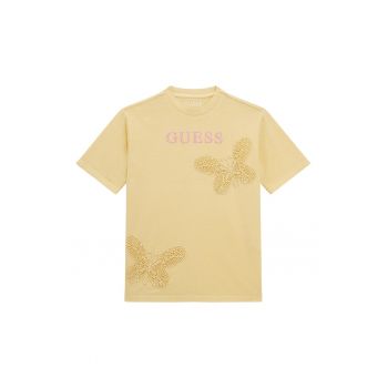 GUESS - Tricou de bumbac cu detalii brodate