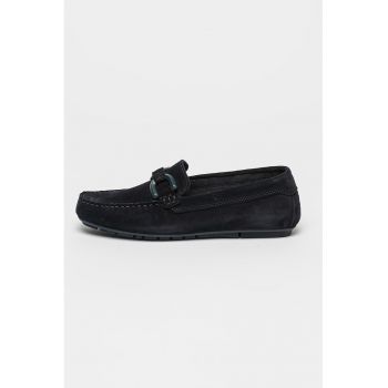 Pantofi loafer de piele intoarsa cu logo