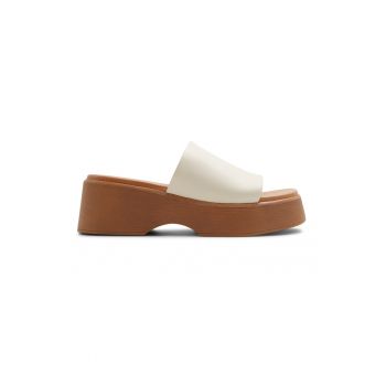 Papuci semi-wedge de piele Yassu