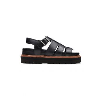 Sandale flatform de piele