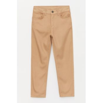 Pantaloni slim fit din amestec de in