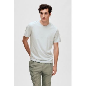 Tricou din bumbac organic cu decolteu la baza gatului Haspen