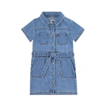 Rochie de denim cu cordon in talie