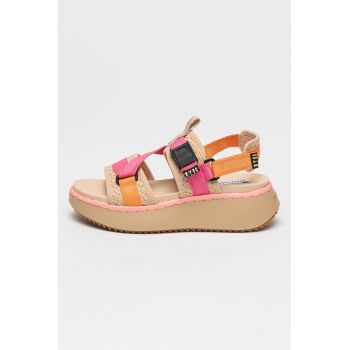 Sandale cu talpa wedge si inchidere velcro Decorum