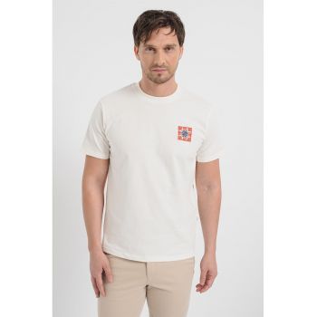 Tricou de bumbac organic cu decolteu la baza gatului